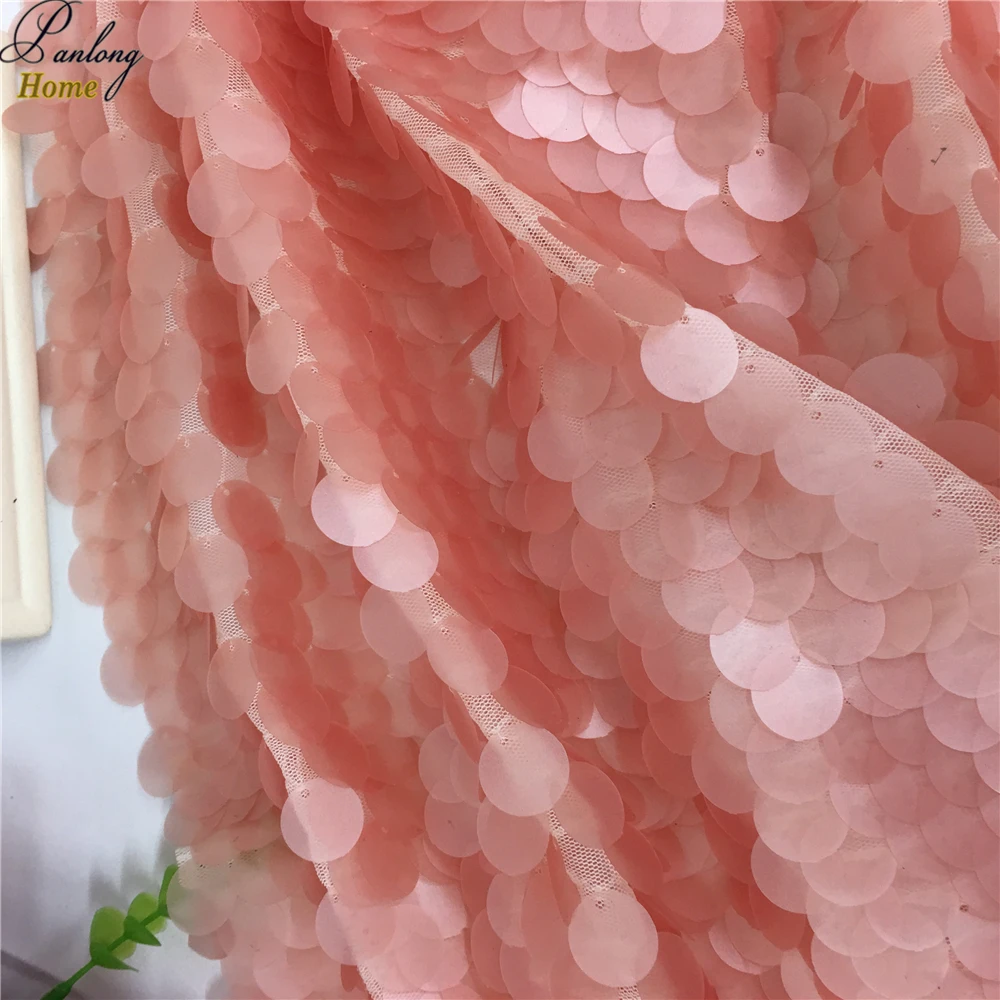 

PanlongHome New 45CM / 5 Yards Symphony Laser Elliptical 18MM Large Sequins Lace Sequined Gradient Fabric Shot Background Fabric