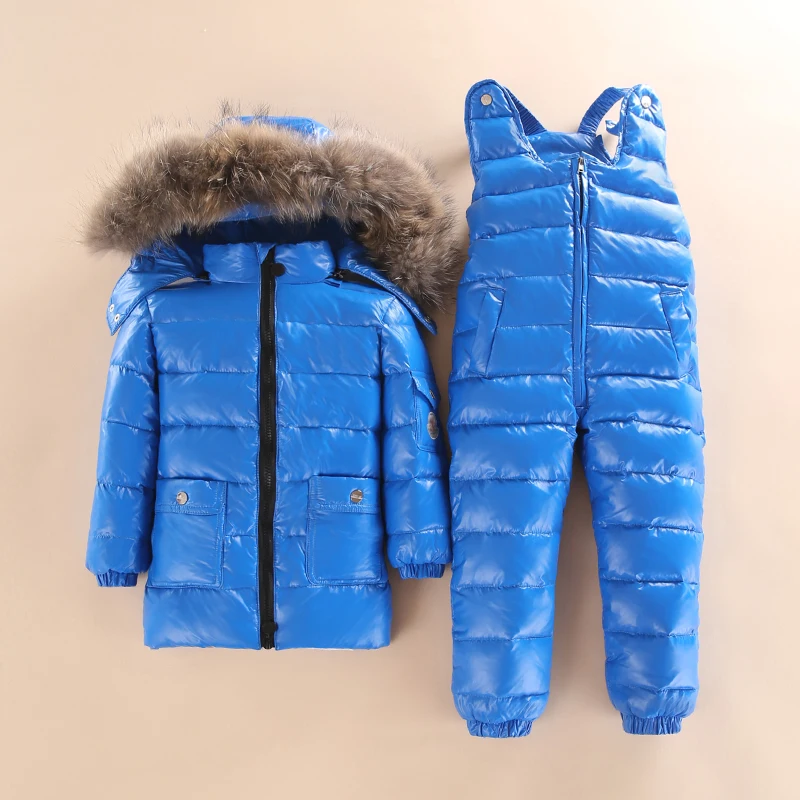 

Dollplus 2019 Kids Down Suit Winter Boy Girls Clothing Children Sets 2pcs Jackets Pants Windproof Waterproof Fur Hooded Collar