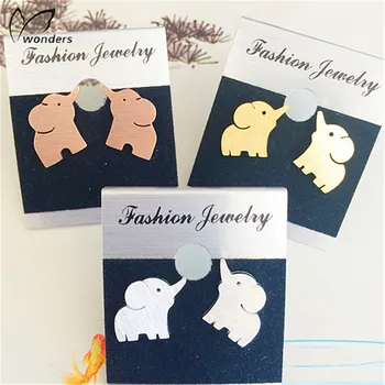 

10pairs/lot Fashion Animal Women Jewelry Stainless Steel Rose Gold Color Cute Elephant Stud Earrings For Girls Birthday Gift