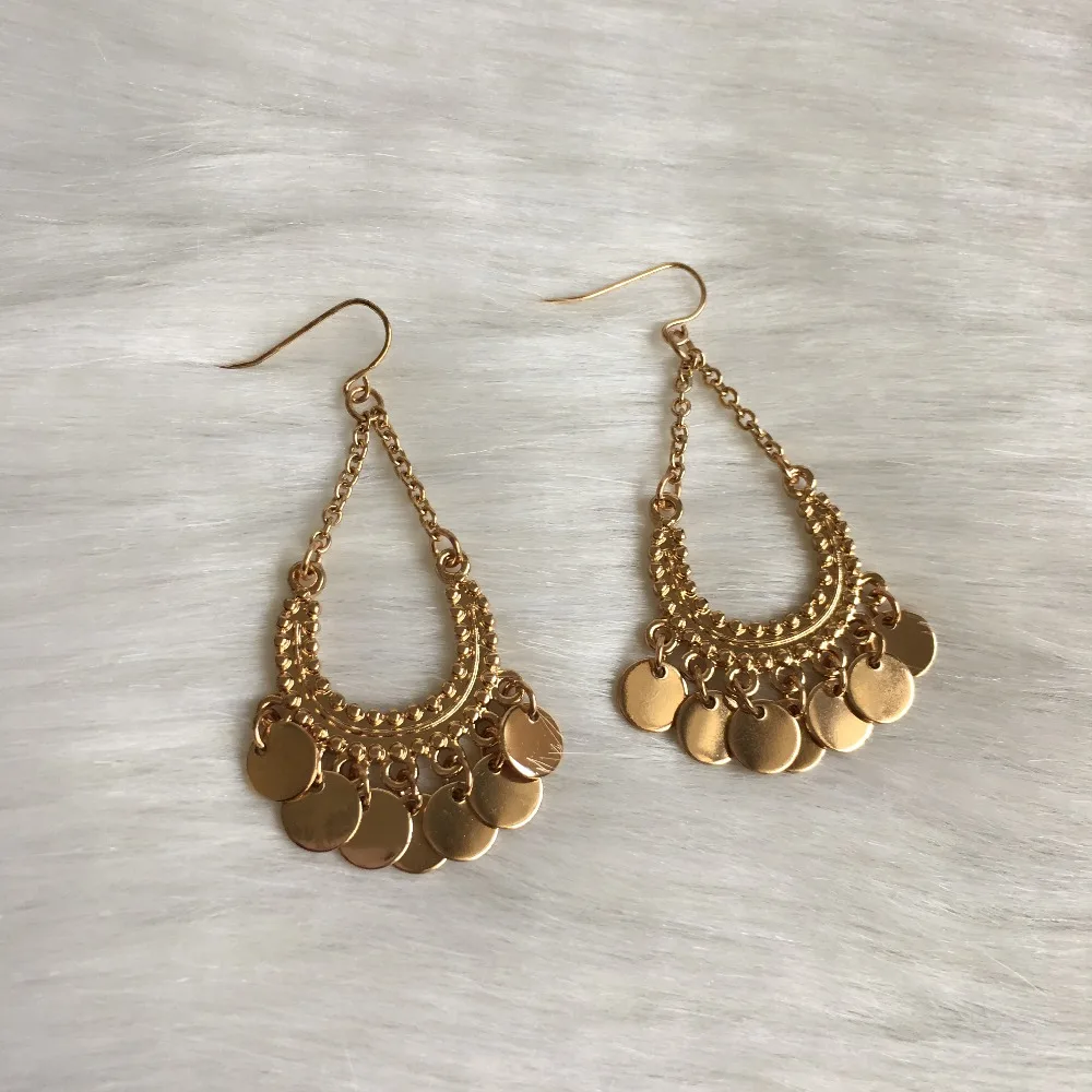 

FASHION JEWELRY GOLD COLOR PLATING ROUND DISC DROP EARRINGS FOR WOMEN GIRL