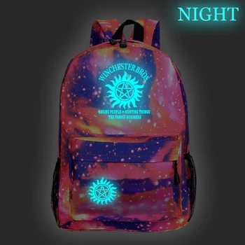 

Supernatural 1N Shoulder Bag Women Backpack Luminous Style Canvas Bookbag Schoolbag Fashion Laptop Softback Mochila Mujer Tassen