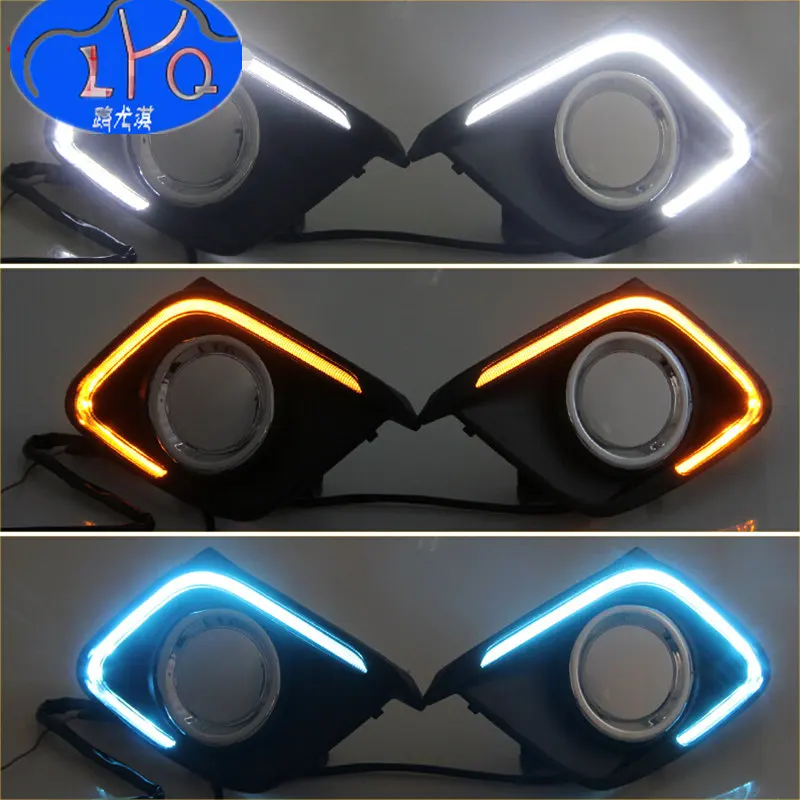 

Turn Signal Light or 3 color model 12V LED car DRL daytime running lights with fog lamp hole for Mazda 3 axela 2014-2016
