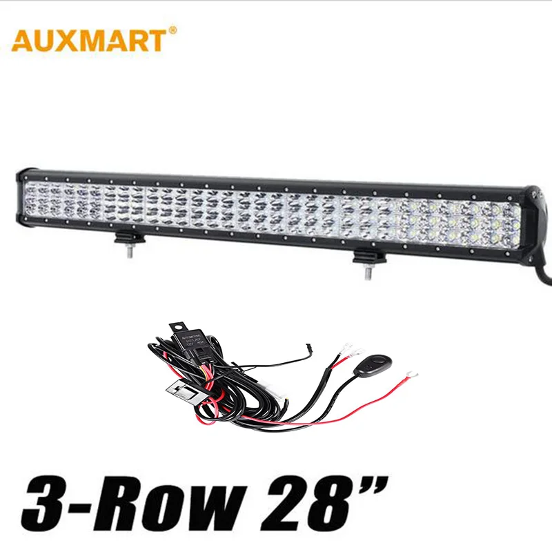Auxmart 28inch 360w 6D Tri-Row LED Light Bar Offroad Combo Beam Work Light 12v 24v For 4x4 4WD SUV ATV RZV Trailer Truck LED Bar Auxmart 28inch 360w 6D Tri-Row LED Light Bar Offroad Combo Beam Work Light 12v 24v For 4x4 4WD SUV ATV RZV Trailer Truck LED Bar