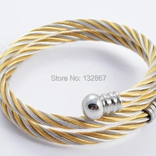 Нержавеющая сталь двухцветный витой кабель Провода женщин манжеты браслет для жены. Невеста подарки