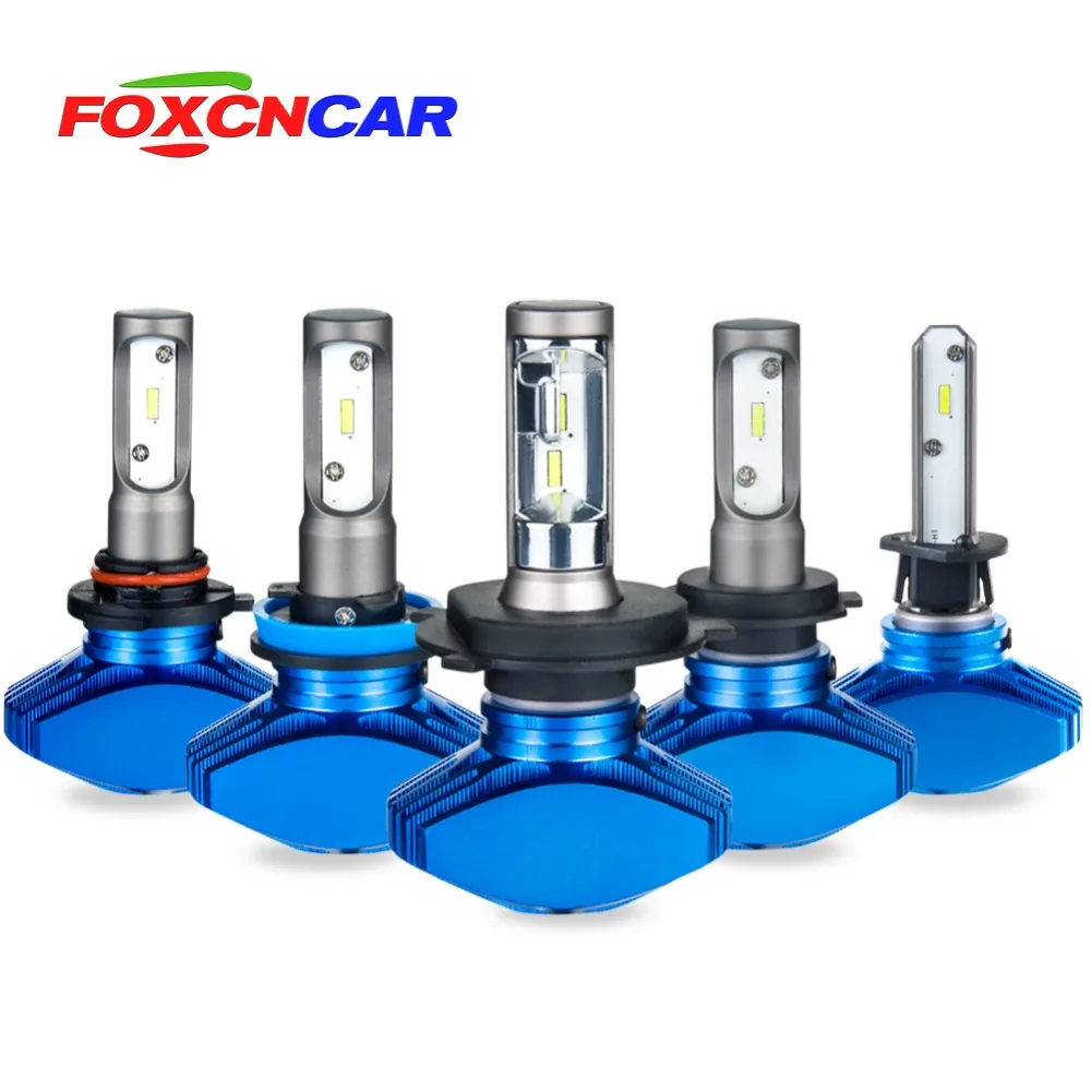 

Foxcncar H7 H4 H11 Fanless H1 H3 9005 HB3 9006 HB4 Car LED Headlight Bulbs CSP Hi-Lo Beam 8000lm 6500K 12V 24V Outdoor No noise