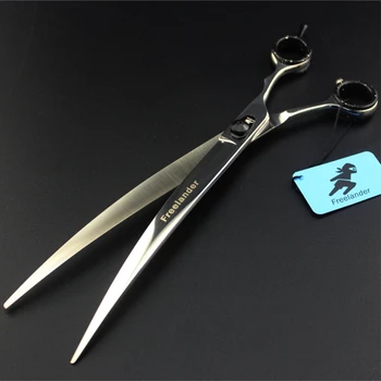 

10 inch Long Curved Scissors Professional Pet Grooming Scissors 440C Cat Dog Hair Cutting Shears Straight Haircut Tool With Bag