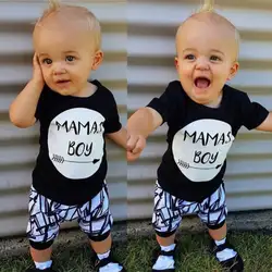 Emmaaby/одежда для малышей Модная одежда для новорожденных мальчиков хлопковая футболка с надписью для малышей Топы с короткими рукавами и