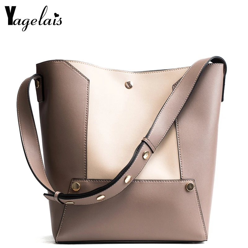 Fashion Style Women Clutch Leather Tote Handbags Single Strap Shoulder Bags Patchwork Soft young ...