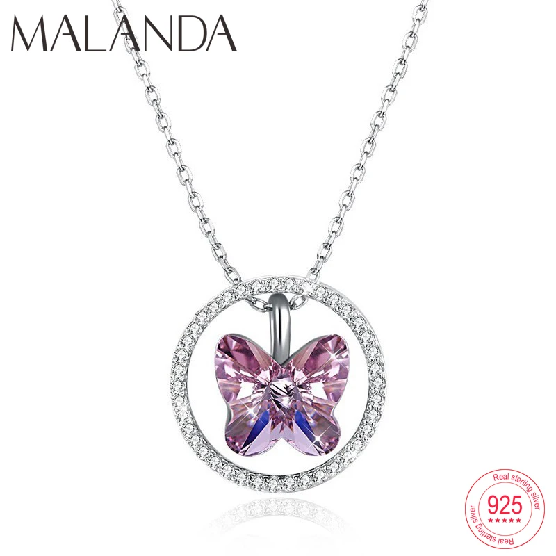 

Malanda Butterfly Shape Crystal From Swarovski Pendant Necklaces For Women Sterling Silver Chain Necklaces Fashion Jewelry Gift