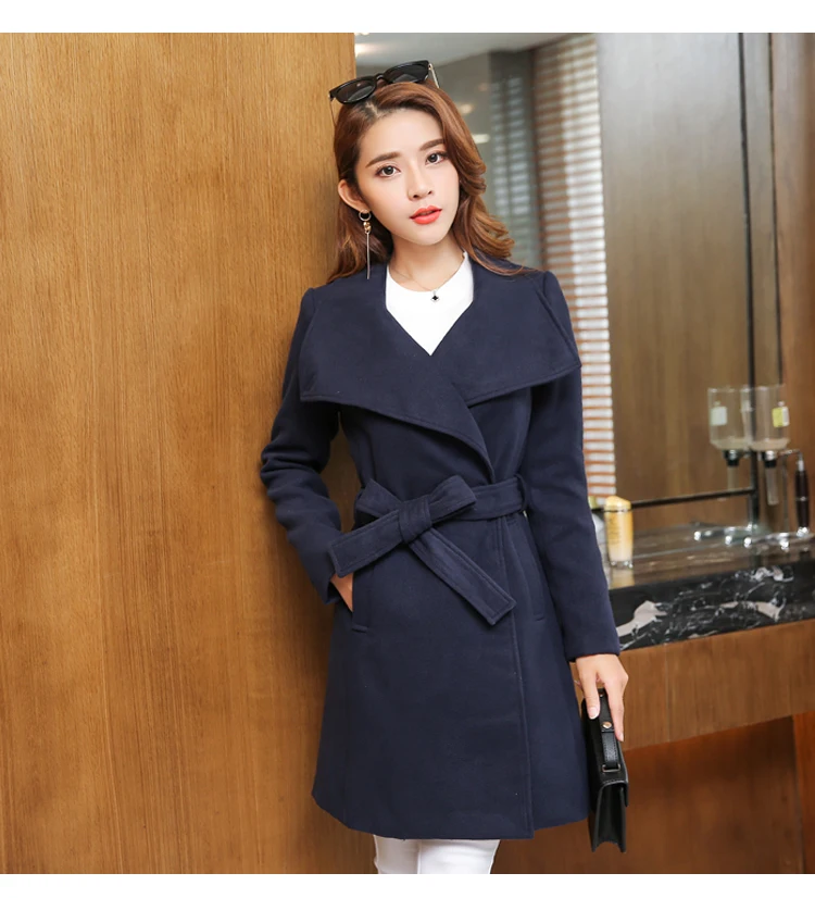 AYUNSUE Новая мода корейское элегантное шерстяное пальто женский длинный рукав ремень Женский Тренч 11 цветов abrigos mujer LX2079