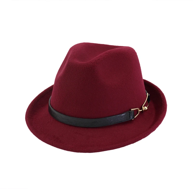 Европейский стиль шерстяная шляпа Трилби фетровая Панама фетровая шляпа в стиле джаз шляпа с черным поясом металлической пряжкой для мужчин и женщин Кепка унисекс шляпа-котелок GH-463