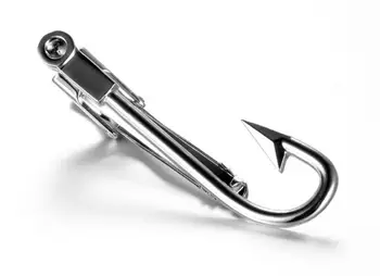 

20pcs/lot Funny Fishhook Tie Clips Silver Color Copper Fish Barb Tie Pin Bars Necktie Clasp Men's Jewelry Gift