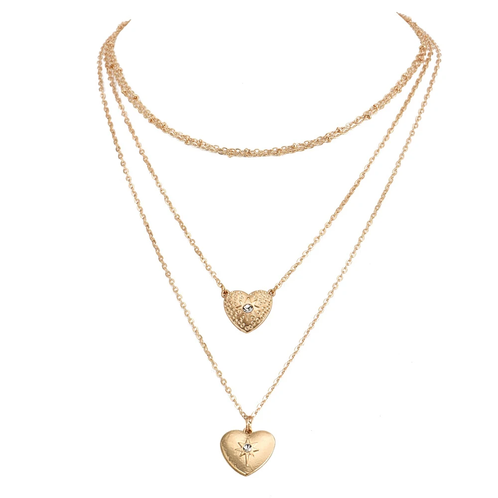 MAA-OE богемное золото в форме сердца, со стразами кулон ожерелье для женщин модное ожерелье s& Кулон винтажные металлические ювелирные изделия
