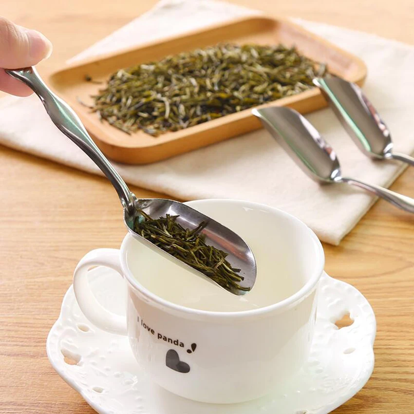 1PC Gossy Stainless Steel Chinese Mini Tea Leaves Shovel Teaspoon