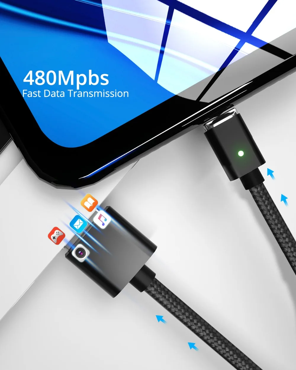 ANMONE Магнитный кабель быстрое зарядное устройство Micro USB кабель 1 м 2 м Android данных шнур Магнит зарядки для мобильного телефона провод для быстрого заряда