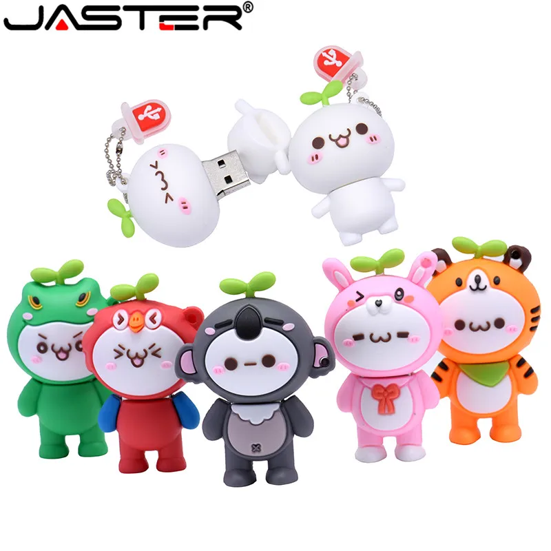 

JASTER Fashion real capacity creative Silica gel U disk Mini Tiger Series USB 2.0 4GB 128GB 16GB 32GB 64GB USB flash drive