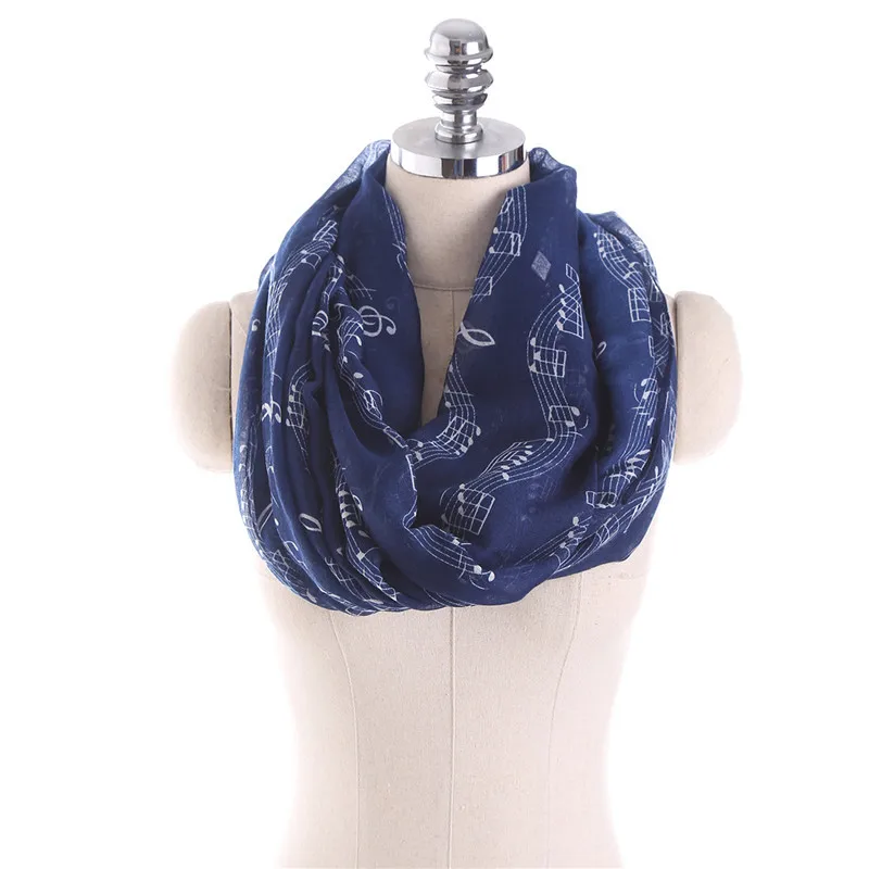 

1pcs 2017 New Fashion White Burgundy Navy Music Note Sheet Music Piano Notes Script Print Scarves Infinity Scarf