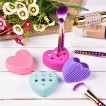 4 цвета в форме сердца макияж кисти коврик для очистки силиконовые перчатки сушки скребок доска чистящие инструменты для косметики кисти