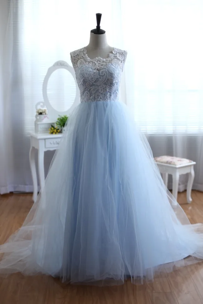 Blue Tulle Princess Ivory Lace Wedding Dress Ball Gown | Свадьбы и торжества