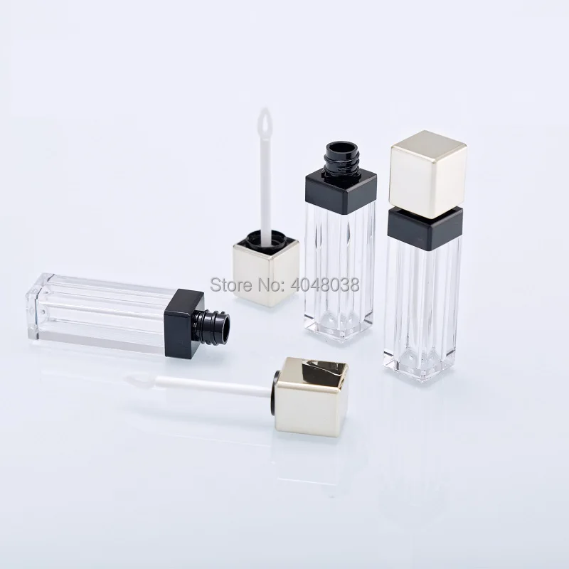 Empty Lip Gloss Tubes 4.5ML Square Lip Gloss Container Lip Glaze Bottle Liquid Lipstick Packaging Gold Lid Lipgloss Tube