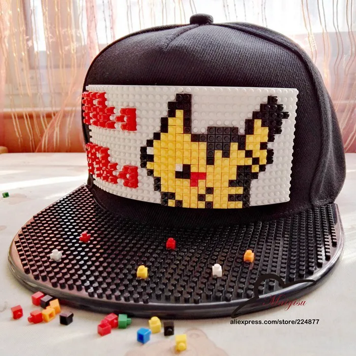 Бейсбольная кепка Pokemon Go Brick Pikachu, бейсболка в стиле хип-хоп, Кепка Snapback для мужчин и женщин, кепка со съемными блоками - Цвет: 10