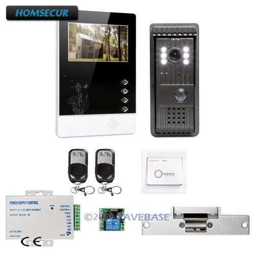 

HOMSECUR 1V1 + Electric Lock 4.3" Wired Video Door Entry Security Intercom Electric Strike Lock Set Included