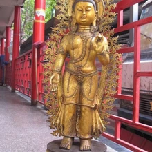 Bi001815 5" Огромный Тибет Буддизм Храм Бронзовый Gild Лотос кван-Инь Богиня Статуя Будды