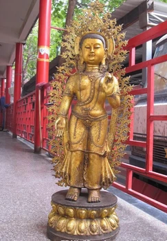 

bi001815 54"Huge Tibet Buddhism Temple Bronze Gild Lotus kwan-Yin Goddess Buddha Statue
