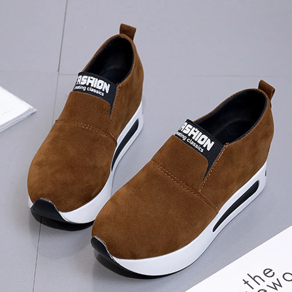 Scarpe donna/женская модная повседневная обувь из флока без шнуровки на толстой