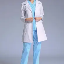 Новые женские медицинские халаты качество доктор униформа для медсестер уход скраб комбинезон с длинными рукавами Pharmist рабочая одежда белый