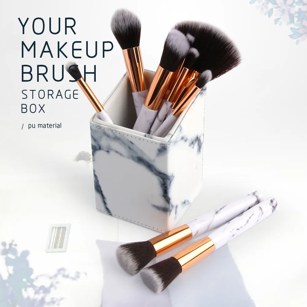 

Makeup Brushes 10Pcs Marble Tube Multifunctional Makeup Brush Concealer Eyeshadow Brush Set Tool