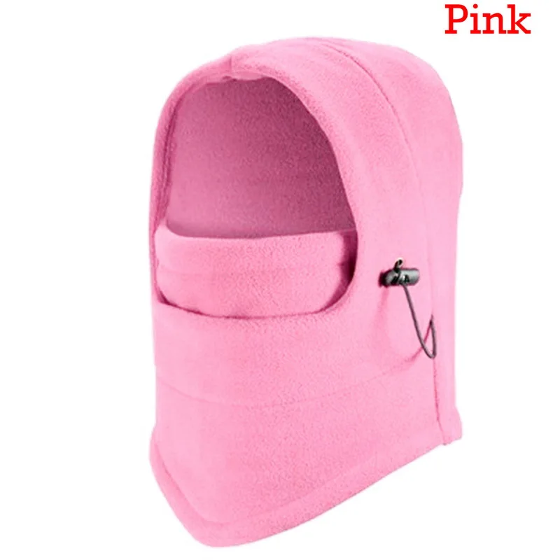 MoneRffi Мужская/женская зимняя спортивная теплая флисовая шапка велосипедная непромокаемая лицевая маска Лыжная сноуборд шеи Теплый Открытый Флисовый Шарф шапки - Цвет: Pink