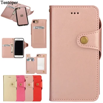 

Funda For Apple iPhone 6 6s 6 6s Plus Case Detachable Flip Leather Wallet Cellphone Case+Makeup Mirror For iPhone 7 7 Plus Cover