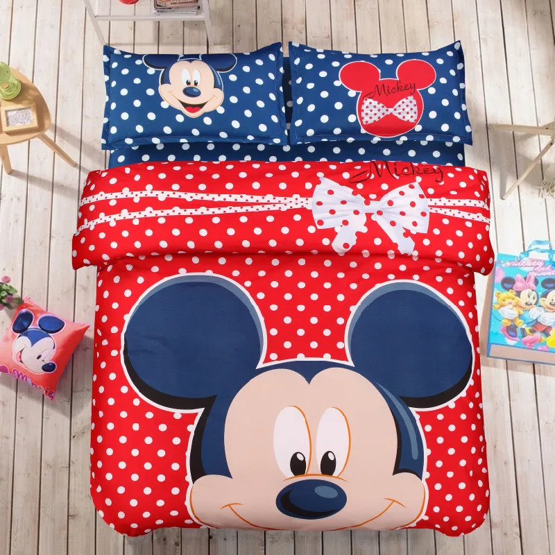 Disney Mickey mouse Bedding Set Duvet Cover pillowcase Minnie mickey cartoon Children bed set Home textile