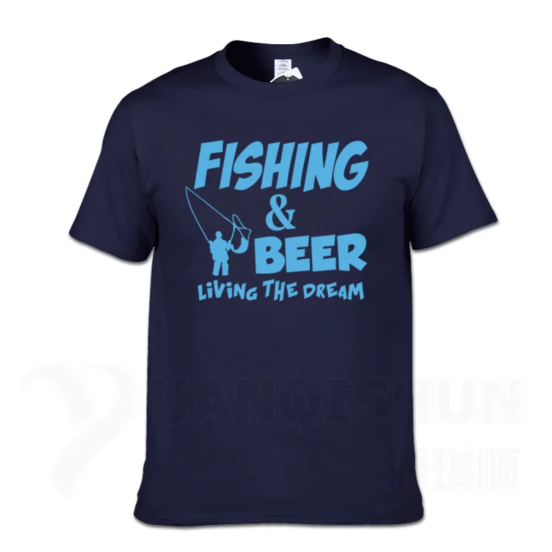 Футболка с надписью «Fishings» и надписью «Fishinger Beer Fish Live The Dream», футболка с надписью «Sporter Flying Fresh Fun Gift», футболки - Цвет: NavyBlue 2