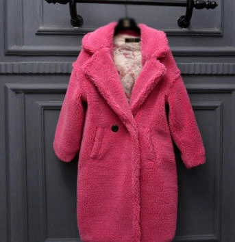 Плюшевые пальто из искусственного меха, женское однотонное длинное Свободное пальто из овечьей шерсти, Женское зимнее пальто размера плюс, уличная верхняя одежда W1497 - Цвет: Фуксия