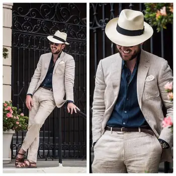 

2017 Latest Coat Pant Designs White Linen Wedding Suit for Men Casual Beach Suits Custom Made Tuxedo 2 Pieces Vestidos