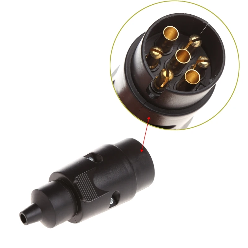 

Hot New 1 Pc 7 Way Round Connector RV Style Light Trailer Plug Heavy Duty End Blade Pin For Europe Car Styling
