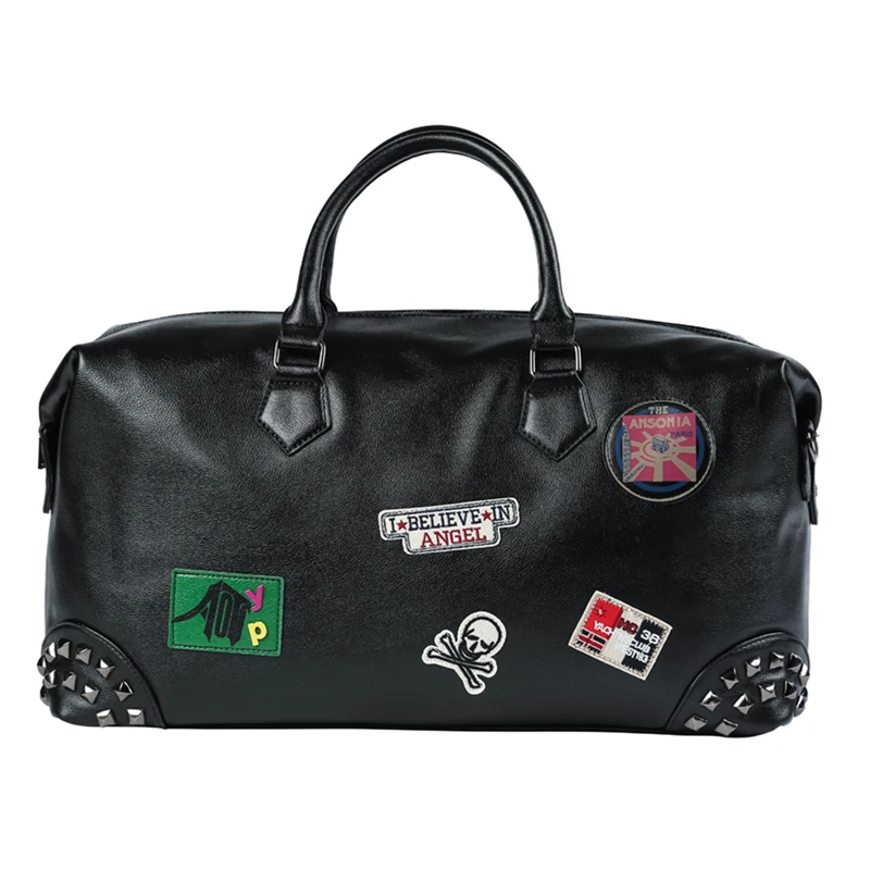 

2017 Quality PU leather rivets badge travel male bag large capacity portable shoulder bag bag package Y020