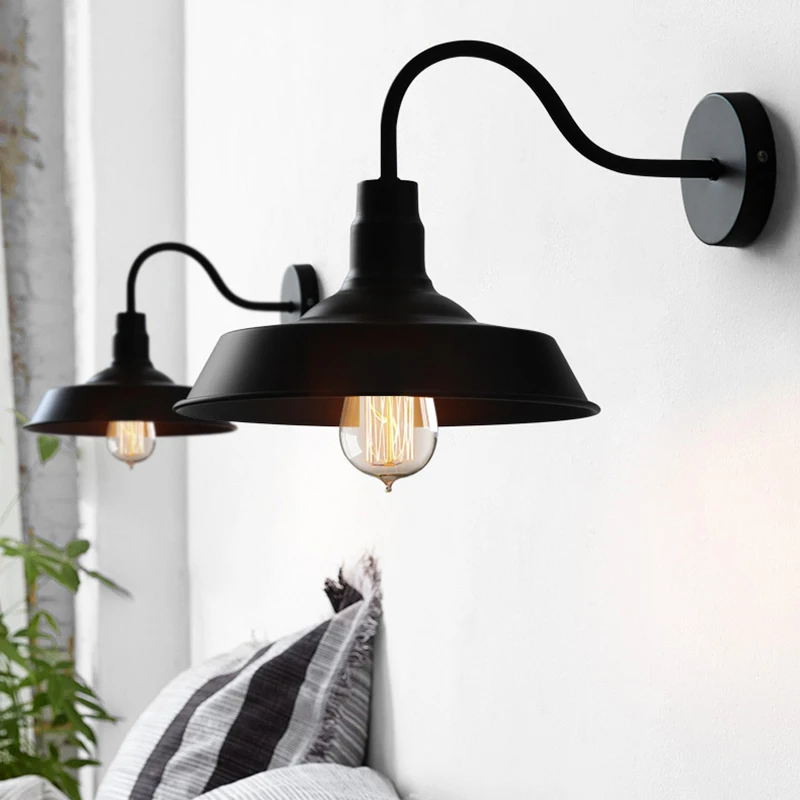 

Retro bedroom Edison Wall sconce lamp fixtures bathroom Vanity Black/White Bedside Lighting Loft Wall Lights LED indoor lighting