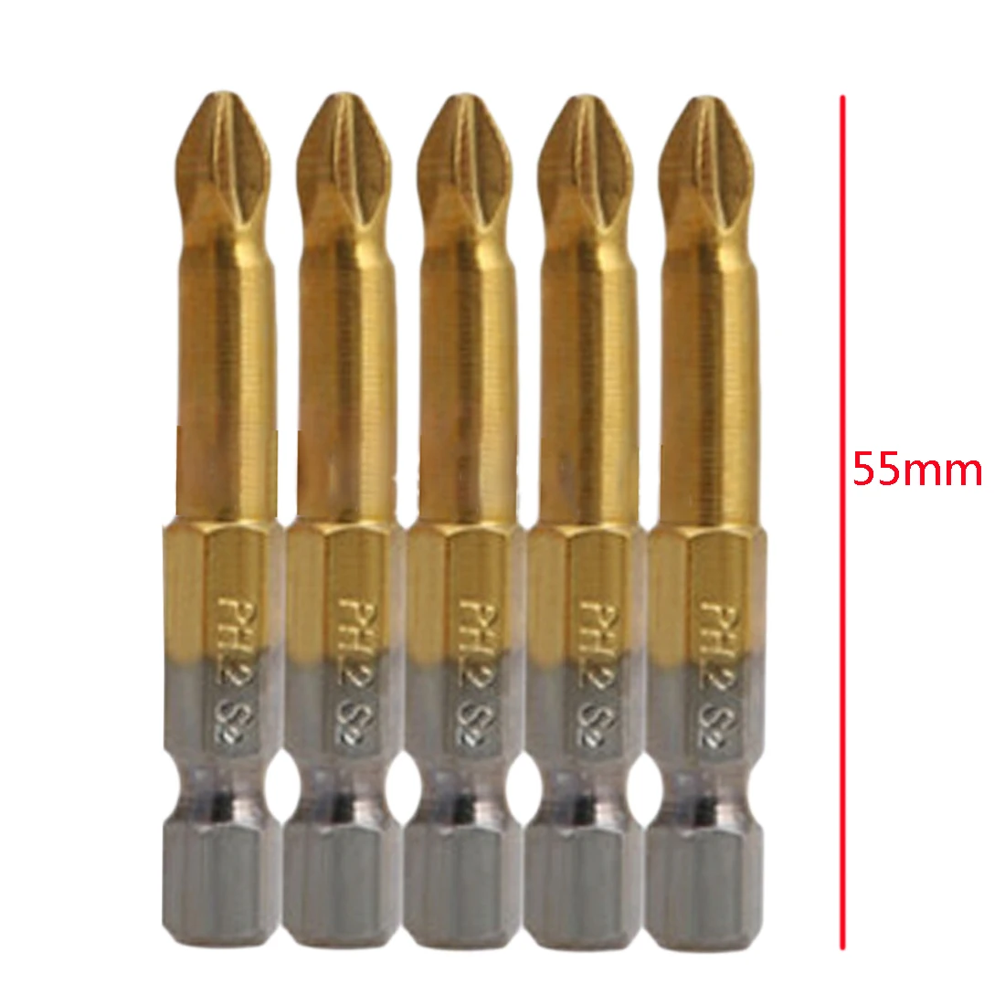 

10/5pcs Titanium Coated PH2 Anti Slip Bits Electric Screwdriver Bits 1/4" Hex Shank For Repair Work 50mm