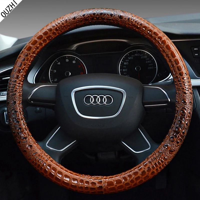 OUZHI Brand design Leather car steering wheel cover Four seasons anti