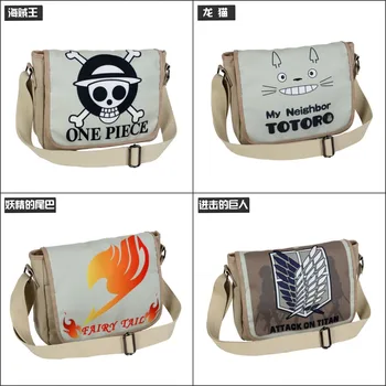 

Anime One Piece/Fairy Tail/Attack on Titan/My Neighbor Totoro Canvas Messenger Student Schoolbag Bookbag Handbag Shoulder Bag