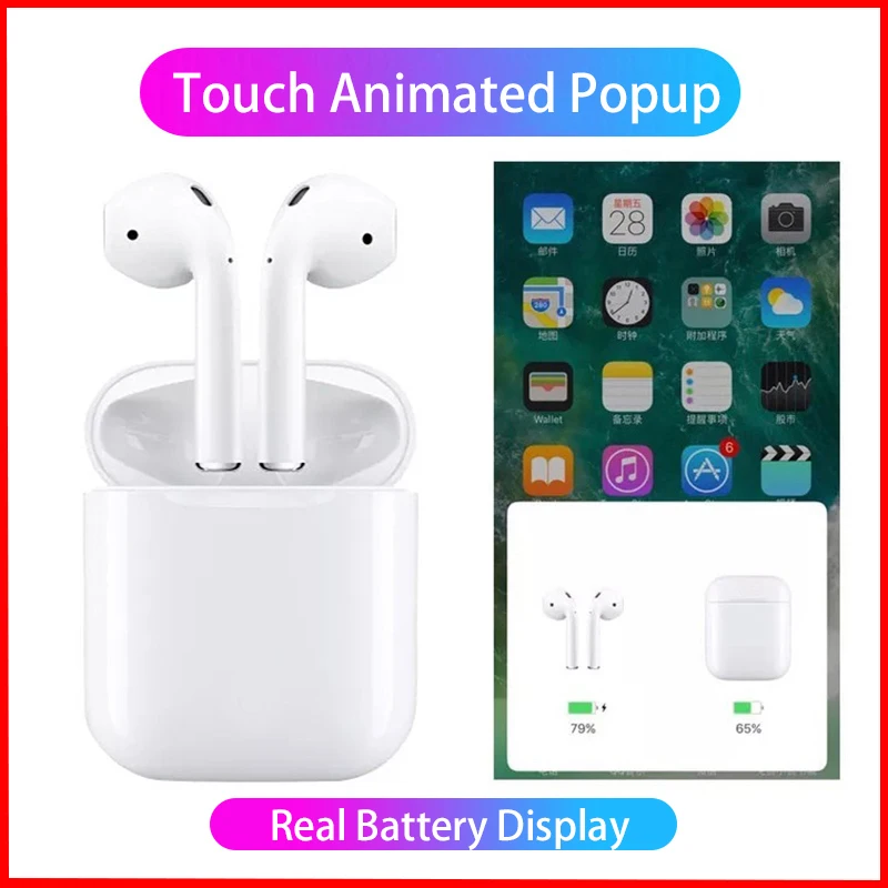 

New W1 chip Wireless Bluetooth 1:1 air Connect Headphone ar pods Earphone Ear For iPhone 6 7 8 X XS Max MX with pop-up window