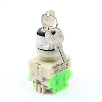 

660V 10A DPST 4 Pin Key Selector Locking 3 Position Push Button Switch