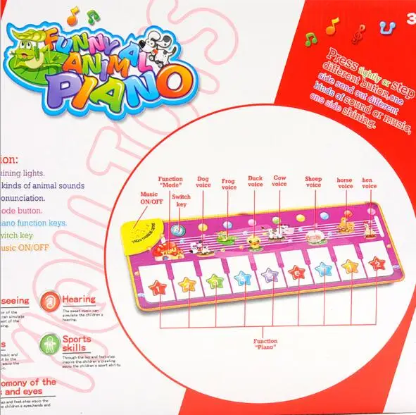 Многофункциональный Детский игровой коврик для ползания сенсорного типа, электронные фортепианные музыкальные игровые коврики, животные, звуковые музыкальные игровые коврики, игрушки