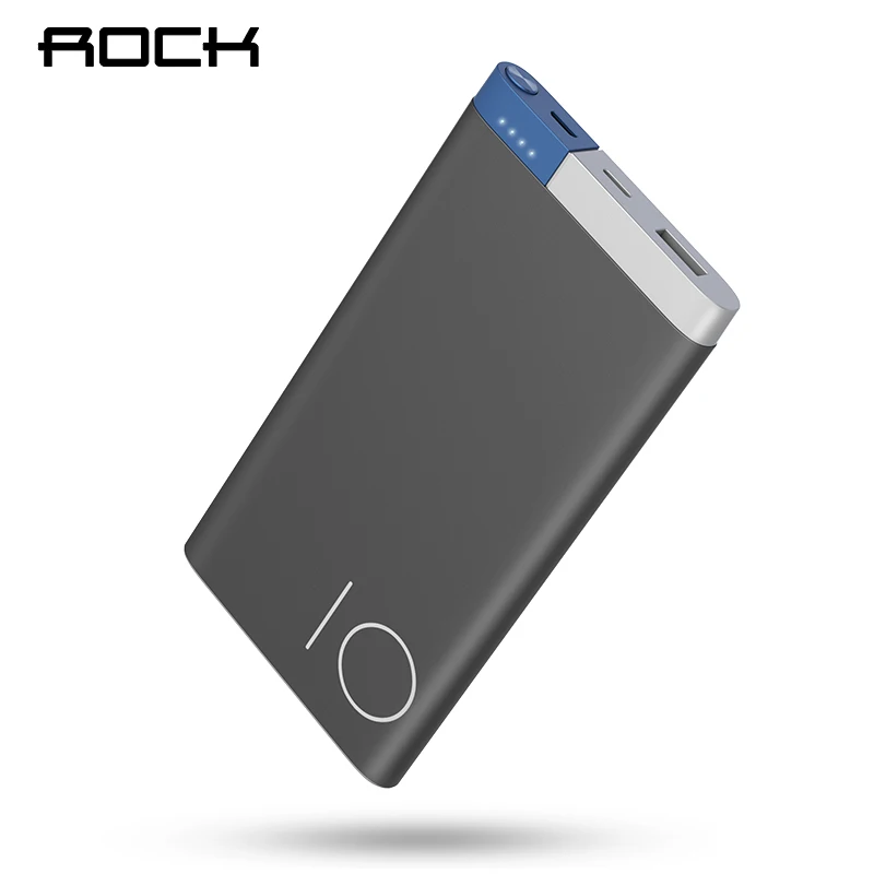 ROCK Power Bank 10000mAh External Battery with Dual Input Ports For iPhone 8 7 6 Portable Phone Charger Powerbank for Xiaomi