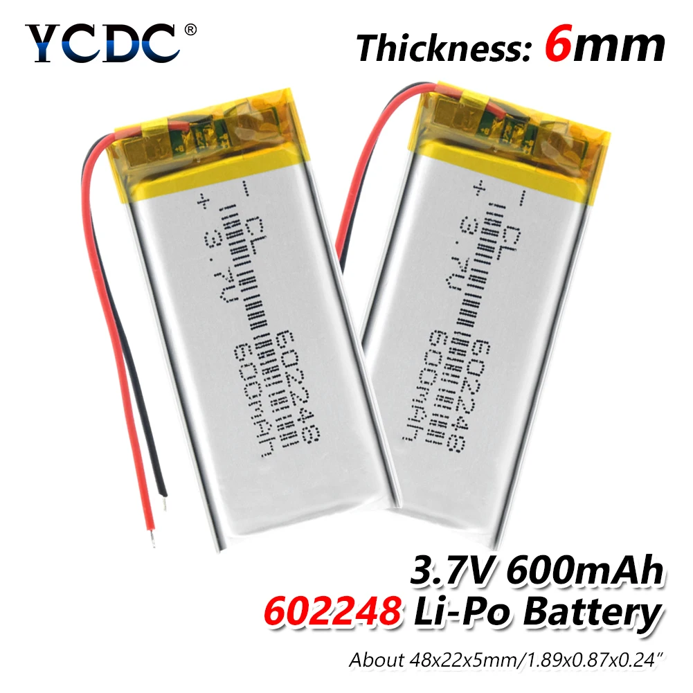 

1/2/4pcs 2019 New 602248 600mAh Li-ion Polymer Lithium Battery 3.7 V Rechargeable Lithium Li-polymer Lipo Battery Pcb Protectd
