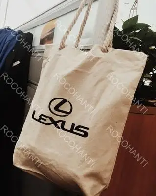 Бренд ROCOHANTI, 50 шт., на заказ, белая парусиновая пляжная сумка с веревочной ручкой, хлопковая парусиновая сумка на молнии, сверхпрочная сумка F2105