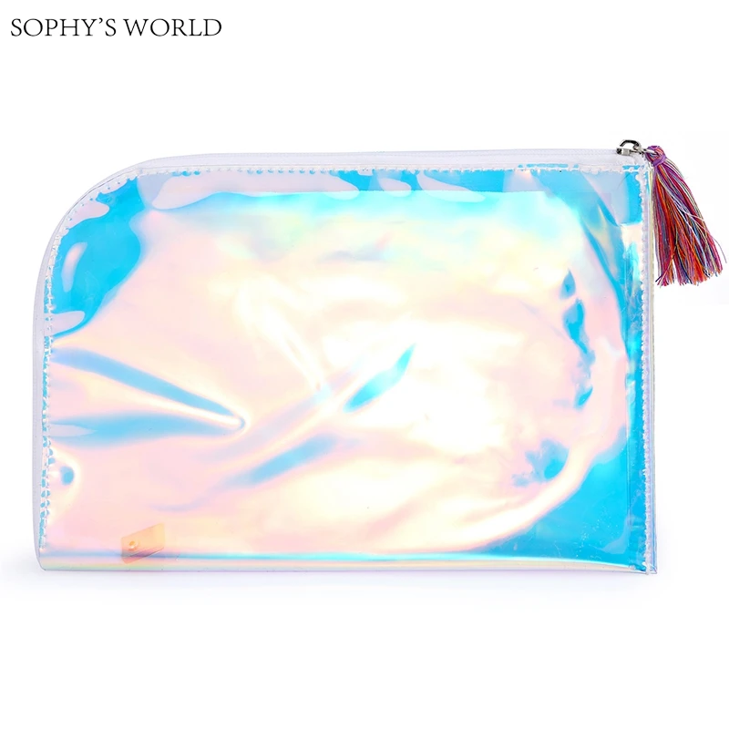 

Tassels Woman Bags Hologram Clear Day Clutches For Women Small Beach FlapTransparent Purse Evening Bag Organizer Pouch